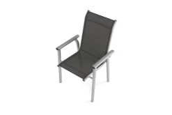 KETTLER BasicPlus Pro Garten-Essgruppe, silber/anthrazit, Alu/Textilene, ausziehbarer Tisch 180/280 x 100 cm, 6 Stapelsessel