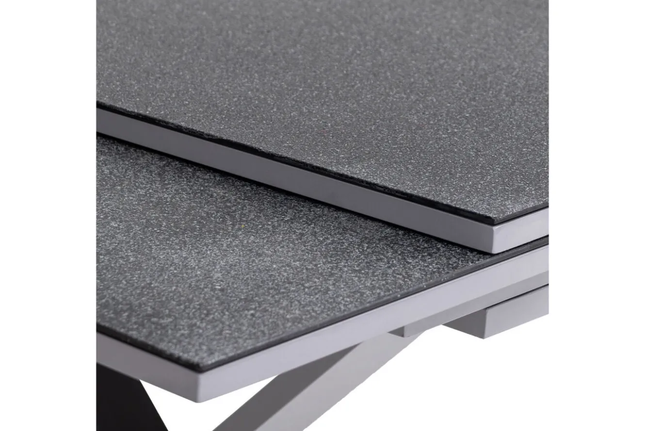 KETTLER BasicPlus Pro Garten-Essgruppe, silber/anthrazit, Alu/Textilene, ausziehbarer Tisch 180/280 x 100 cm, 6 Stapelsessel