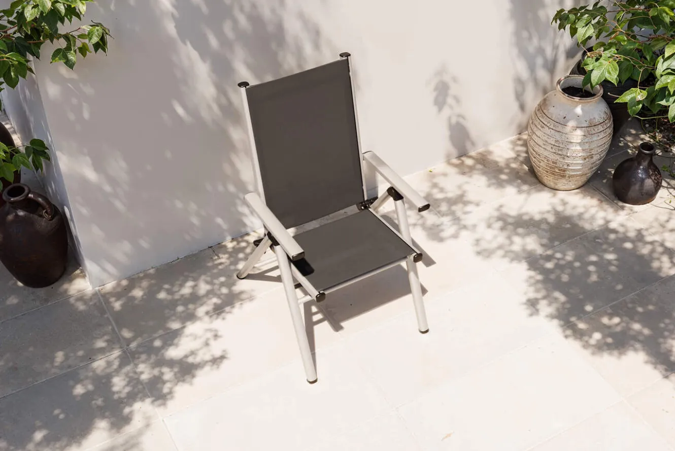 KETTLER BasicPlus Pro Klappstuhl, silber/anthrazit, Aluminium/Textilene, 75 x 62 x 110 cm, klappbar