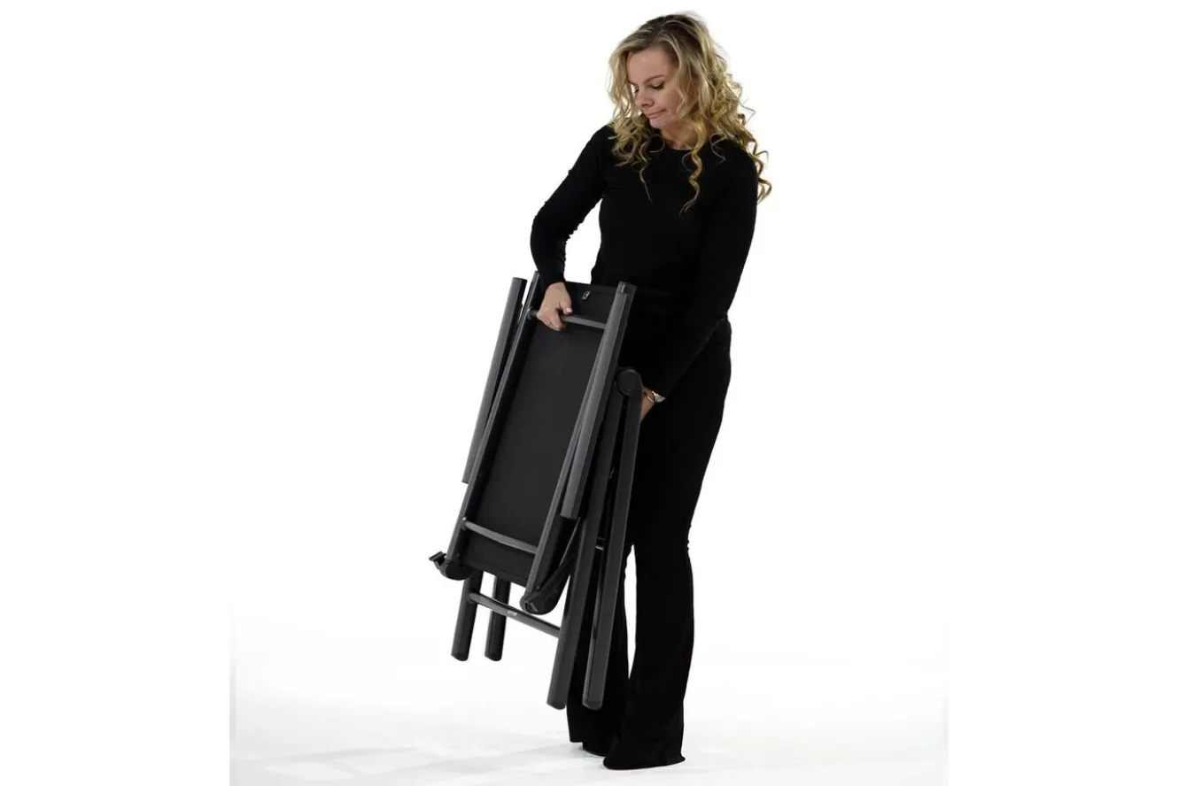 KETTLER BasicPlus Pro Klappstuhl, anthrazit, Aluminium/Textilene, 75 x 62 x 110 cm, klappbar