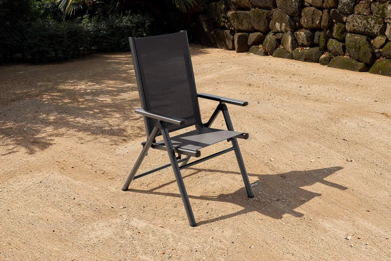 KETTLER BasicPlus Pro Klappstuhl, anthrazit, Aluminium/Textilene, 75 x 62 x 110 cm, klappbar
