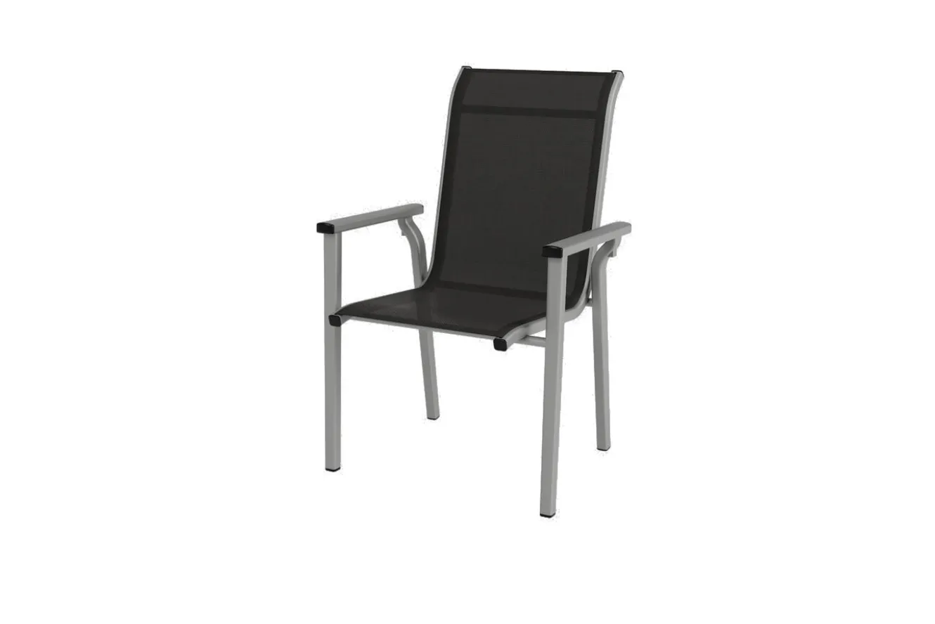 KETTLER BasicPlus Pro Stapelsessel 4er-Set, silber/anthrazit, Aluminium/Textilene, 70 x 65 x 99 cm, stapelbar
