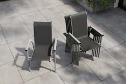KETTLER BasicPlus Pro Stapelsessel 6er-Set, silber/anthrazit, Aluminium/Textilene, 70 x 65 x 99 cm, stapelbar