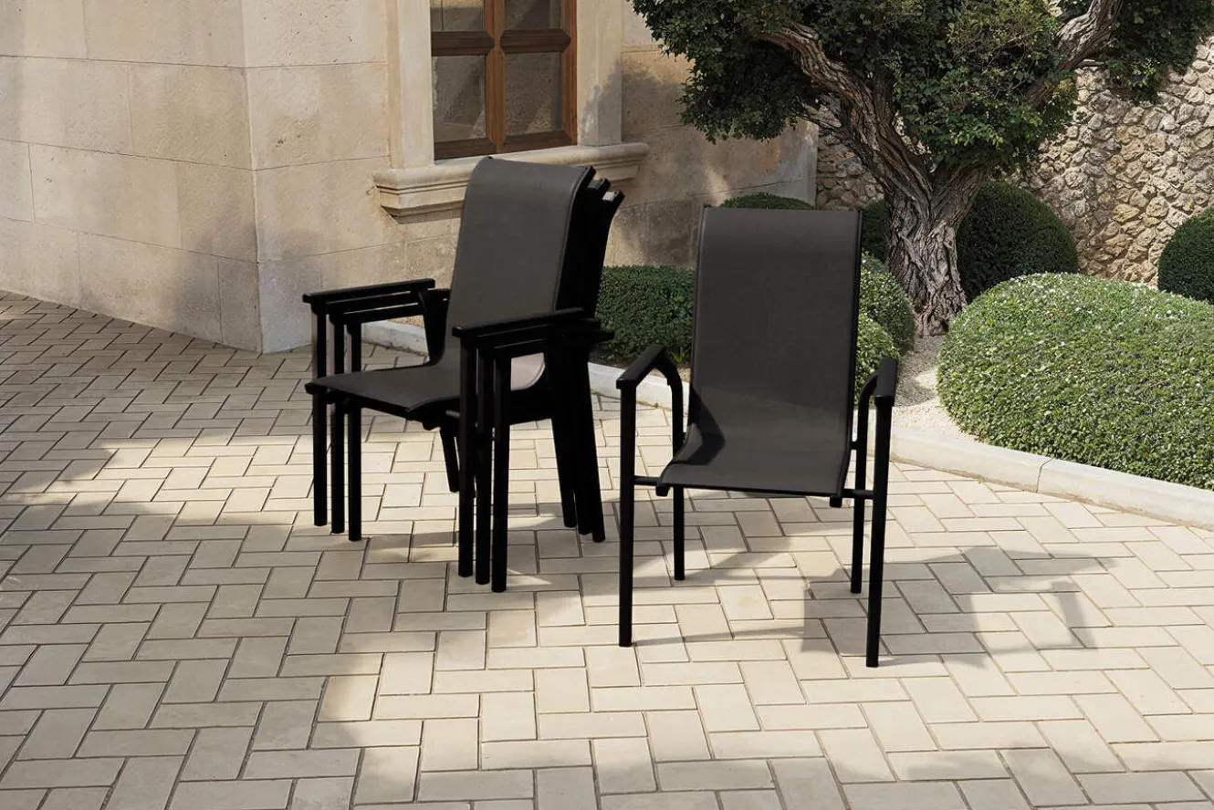 KETTLER BasicPlus Pro Stapelsessel 4er-Set, anthrazit, Aluminium Textilene, 70 x 65 x 99 cm, stapelbar