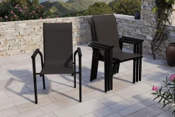 KETTLER BasicPlus Pro Stapelsessel 4er-Set, anthrazit, Aluminium Textilene, 70 x 65 x 99 cm, stapelbar
