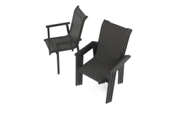 KETTLER BasicPlus Pro Stapelsessel 4er-Set, anthrazit, Aluminium Textilene, 70 x 65 x 99 cm, stapelbar