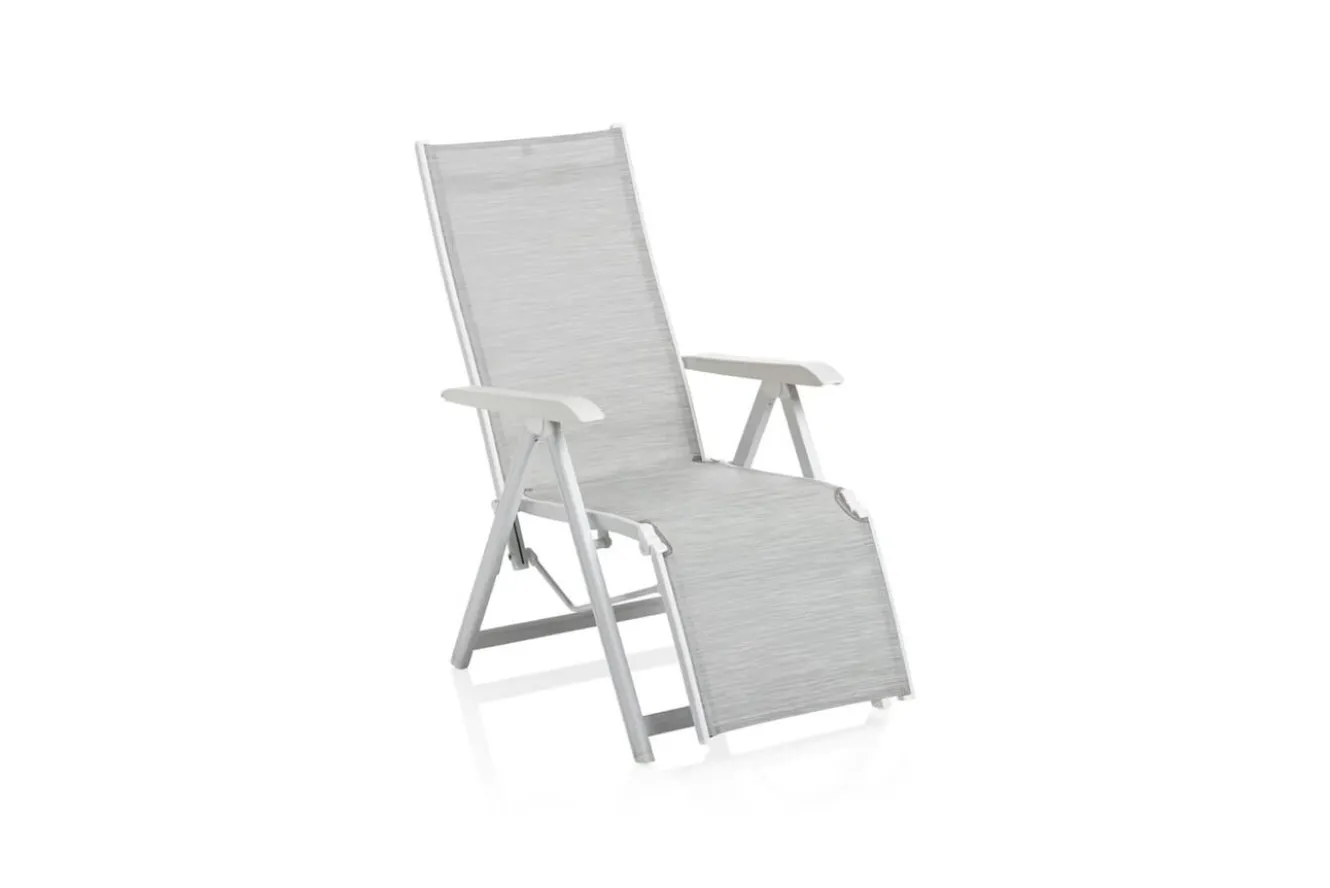 KETTLER BASIC PLUS Relaxsessel,weiß matt/hellgrau, Alu/Outdoorgewebe, klappbar, rostfreies Material, 0301216-5200
