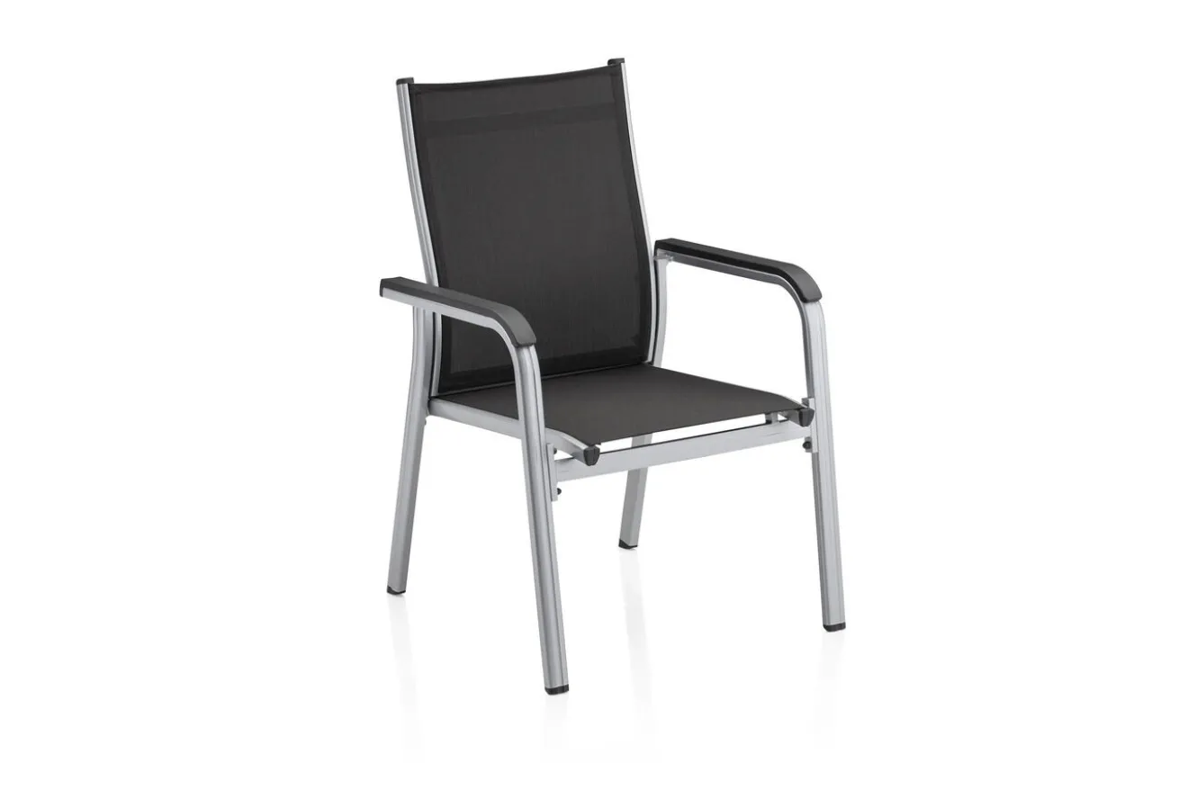 KETTLER BasicPlus Stapelsessel, silber/anthrazit, Alu/Textilene, 0301205-0000