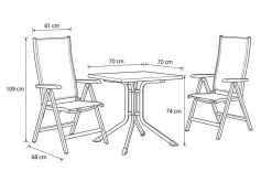 KETTLER Boulevard/BasicPlus Balkon-Set, weiß/hellgrau, Aluminium/KETTALUX, Tisch 70 x 70 cm, 2 Klappstühle, ergonomisch