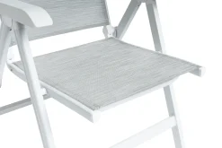 KETTLER Boulevard/BasicPlus Balkon-Set, weiß/hellgrau, Aluminium/KETTALUX, Tisch 70 x 70 cm, 2 Klappstühle, ergonomisch
