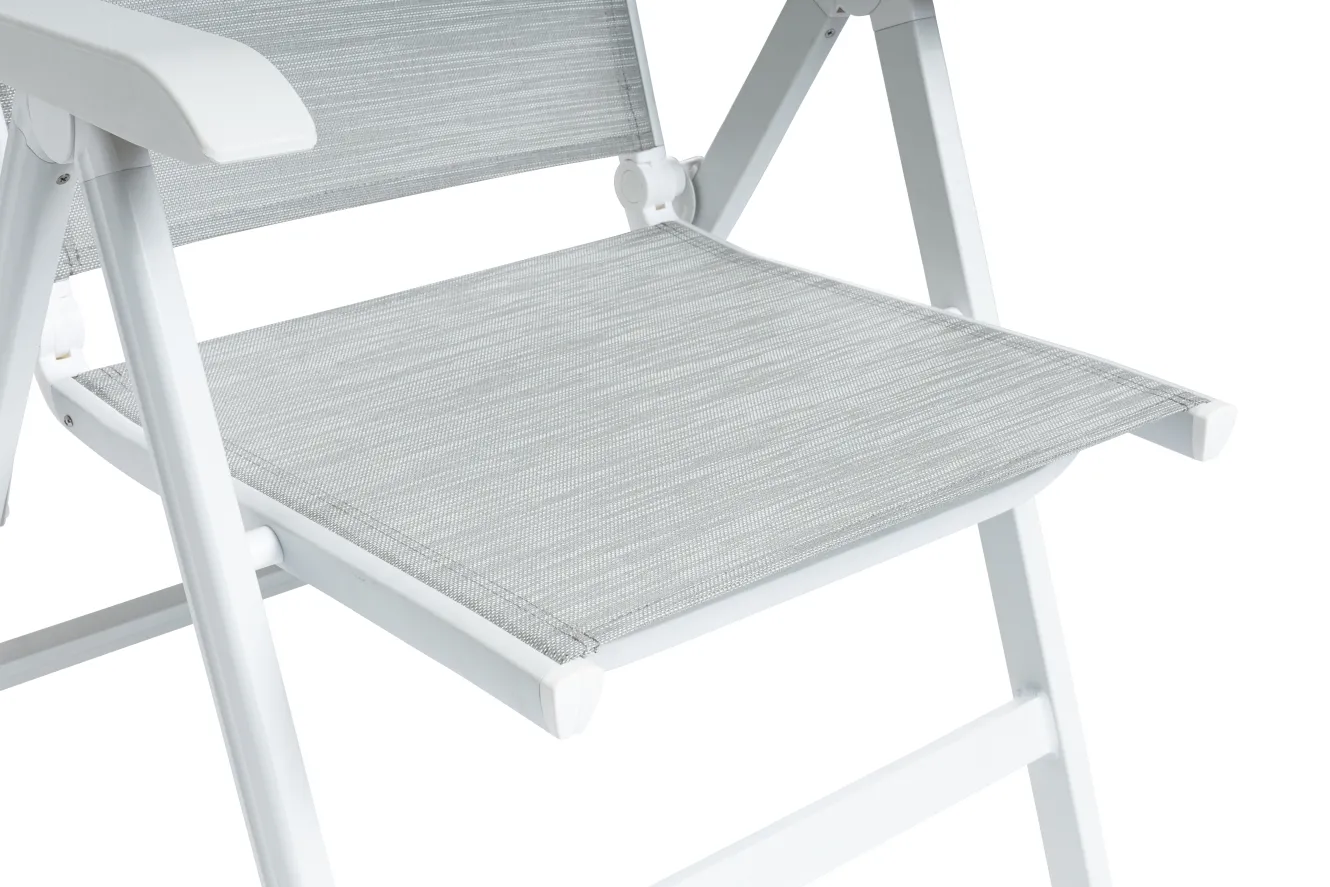 KETTLER Boulevard/BasicPlus Balkon-Set, weiß/hellgrau, Aluminium/KETTALUX, Tisch 70 x 70 cm, 2 Klappstühle, ergonomisch