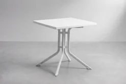 KETTLER Boulevard/BasicPlus Balkon-Set, weiß/hellgrau, Aluminium/KETTALUX, Tisch 70 x 70 cm, 2 Stapelsessel, schmutzabweisend