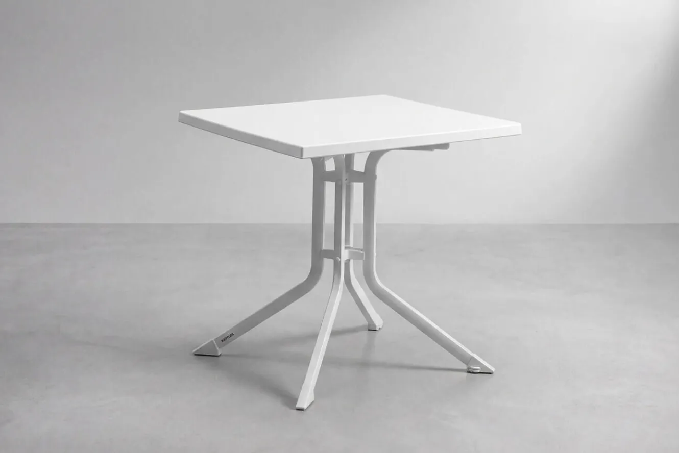 KETTLER Boulevard/BasicPlus Balkon-Set, weiß/hellgrau, Aluminium/KETTALUX, Tisch 70 x 70 cm, 2 Stapelsessel, schmutzabweisend