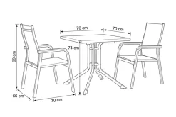 KETTLER Boulevard/BasicPlus Balkon-Set, weiß/hellgrau, Aluminium/KETTALUX, Tisch 70 x 70 cm, 2 Stapelsessel, schmutzabweisend