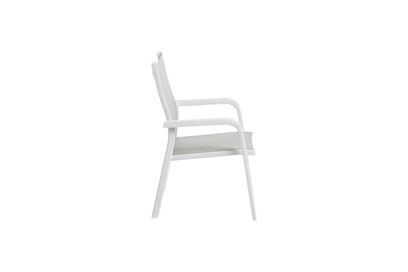 KETTLER Boulevard/BasicPlus Balkon-Set, weiß/hellgrau, Aluminium/KETTALUX, Tisch 70 x 70 cm, 2 Stapelsessel, schmutzabweisend