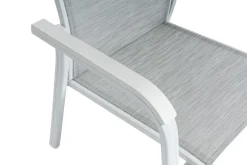 KETTLER Boulevard/BasicPlus Balkon-Set, weiß/hellgrau, Aluminium/KETTALUX, Tisch 70 x 70 cm, 2 Stapelsessel, schmutzabweisend