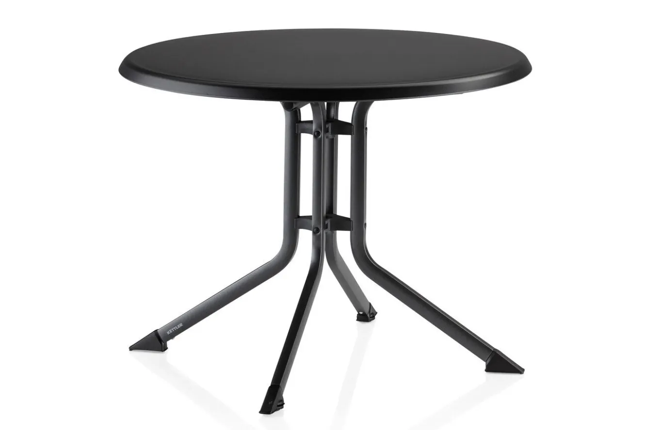 KETTLER Boulevard/Basic Plus Balkon-Set mit 2 Stapelsesseln, anthrazit, Alu/Kettalux, Klapptisch Ø100 cm