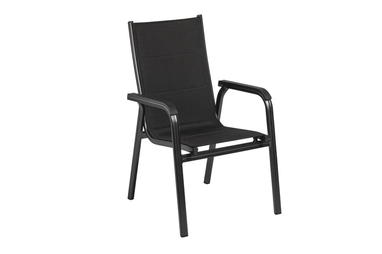 KETTLER Boulevard/Basic Plus Balkon-Set mit 2 Stapelsesseln, anthrazit, Alu/Kettalux, Klapptisch Ø100 cm