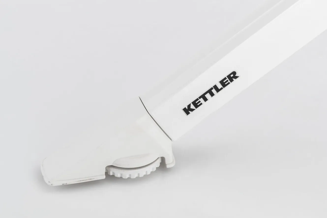 KETTLER Boulevard/Basic Plus Gartenessgruppe, weiß/hellgrau, Aluminium, Klapptisch 140 x 95 cm, 4 Stapelsessel