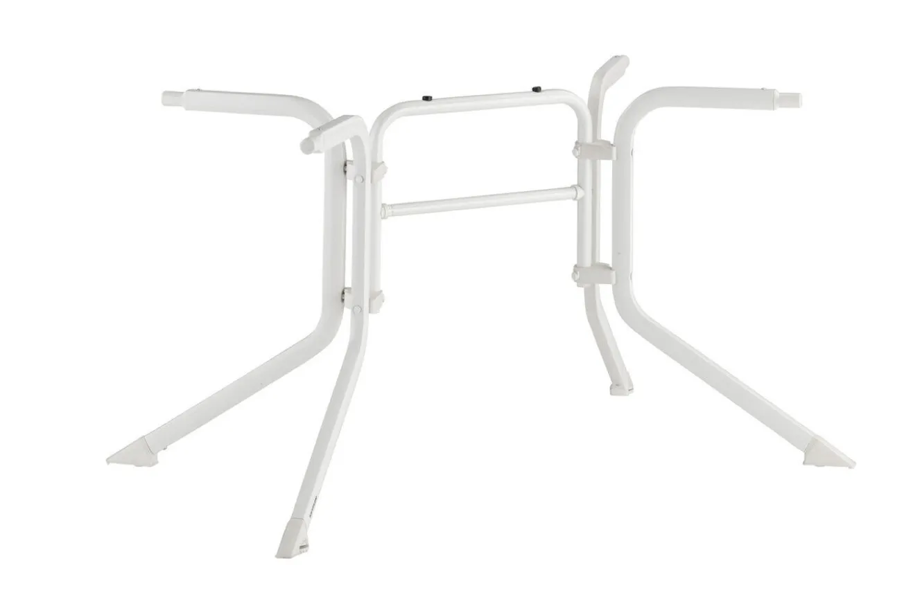 KETTLER Boulevard/Basic Plus Gartenessgruppe, weiß/hellgrau, Aluminium, Klapptisch 140 x 95 cm, 4 Stapelsessel