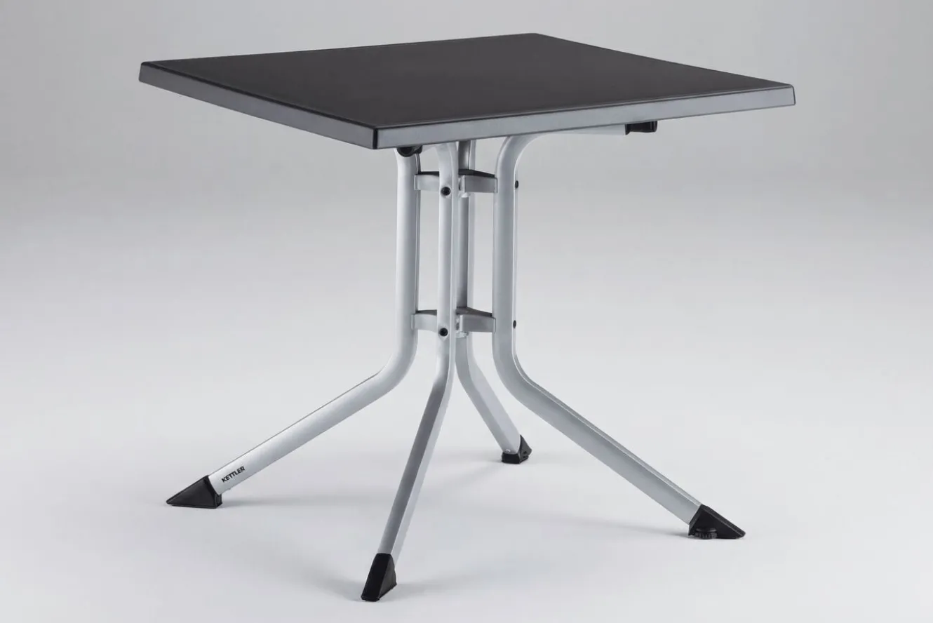 KETTLER BOULEVARD Klapptisch, silber/anthrazit, Aluminium/KETTALUX, 70 x 70 cm, pflegeleicht, schmutzabweisend