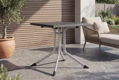 KETTLER BOULEVARD Klapptisch, silber/anthrazit, Aluminium/KETTALUX, 70 x 70 cm, pflegeleicht, schmutzabweisend