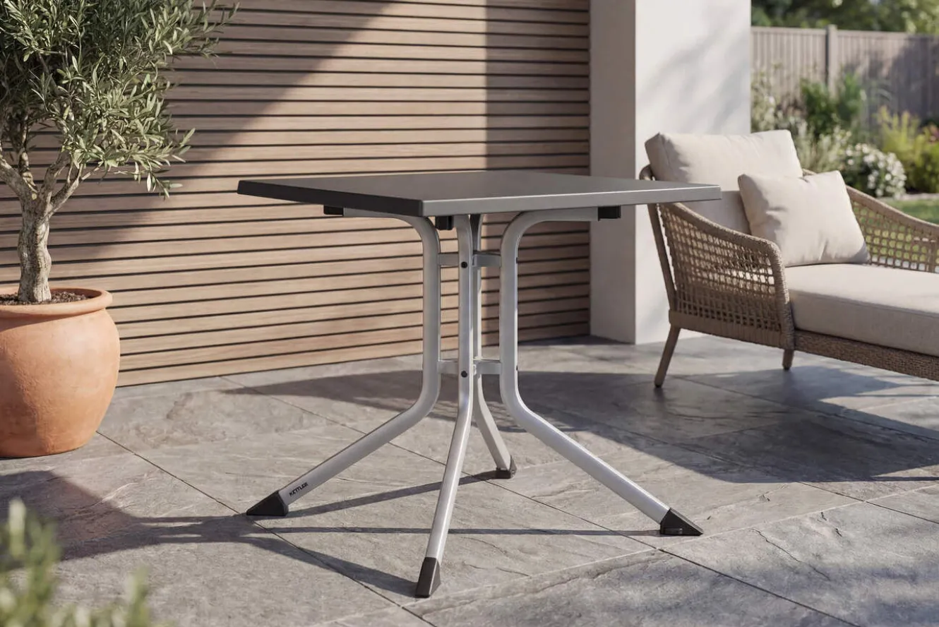 KETTLER BOULEVARD Klapptisch, silber/anthrazit, Aluminium/KETTALUX, 70 x 70 cm, pflegeleicht, schmutzabweisend