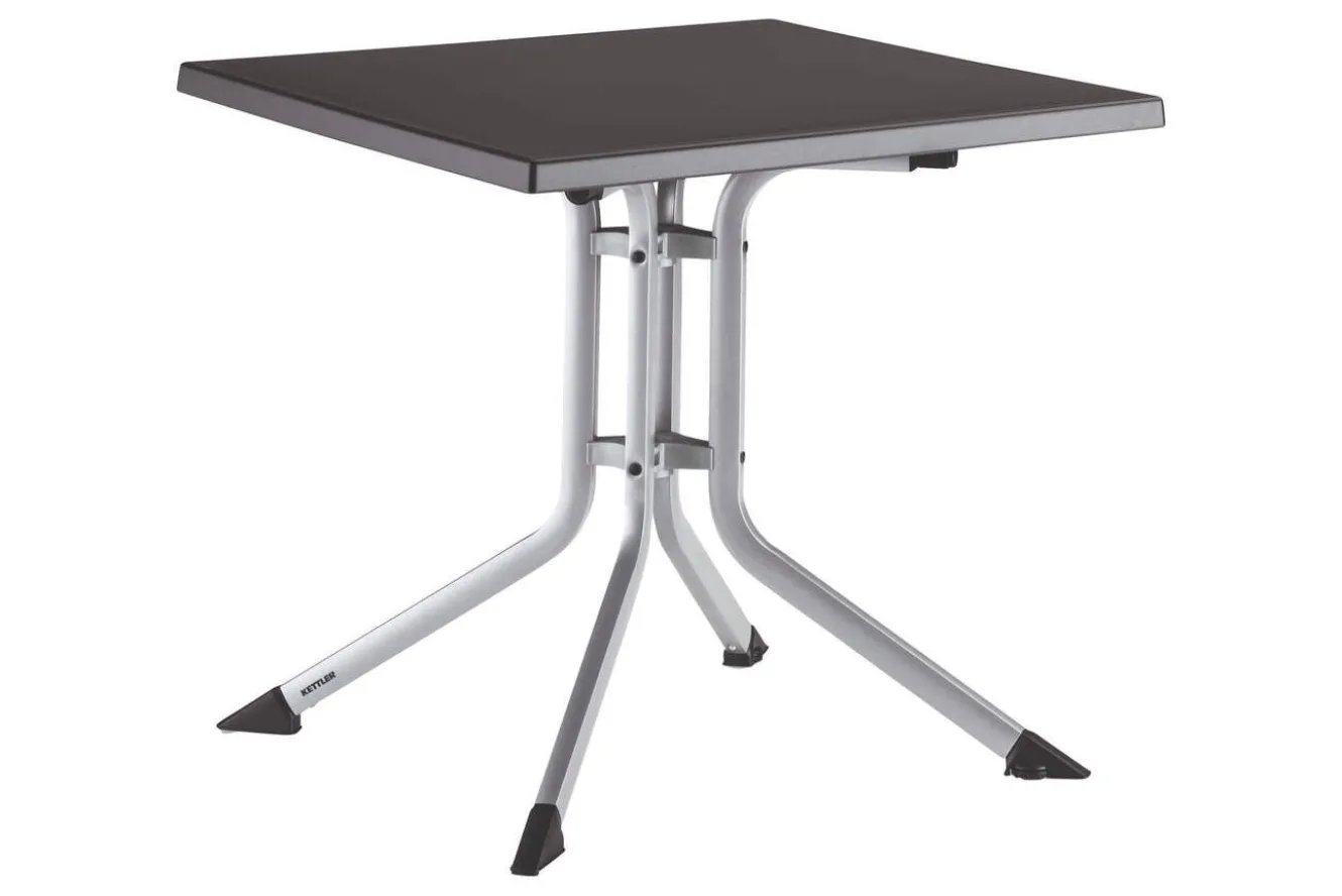 KETTLER BOULEVARD Klapptisch, silber/anthrazit, Aluminium/KETTALUX, 70 x 70 cm, pflegeleicht, schmutzabweisend