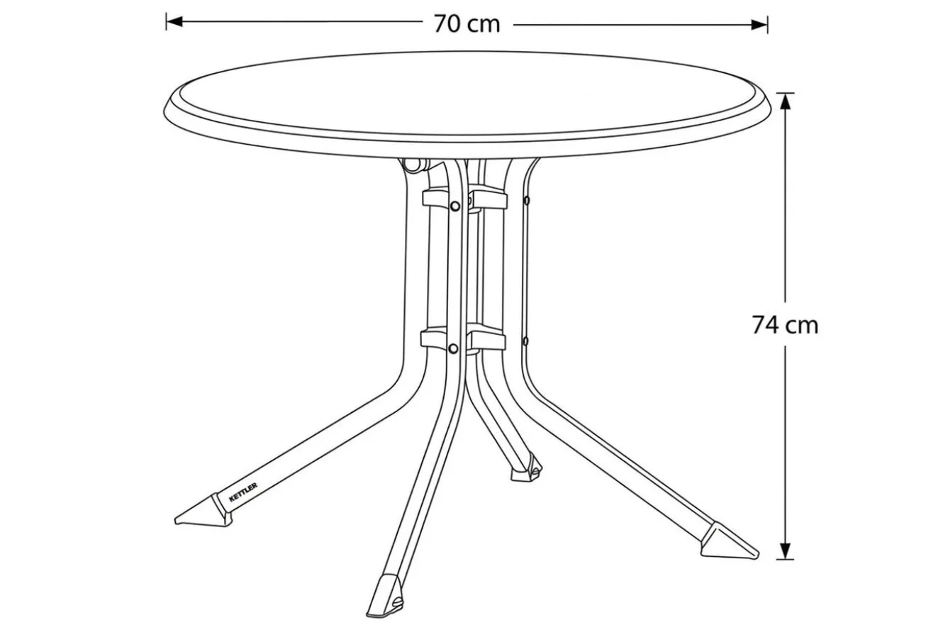 KETTLER BOULEVARD Klapptisch, silber/anthrazit, Aluminium/KETTALUX, Ø 70 cm, klappbar, schmutzabweisend
