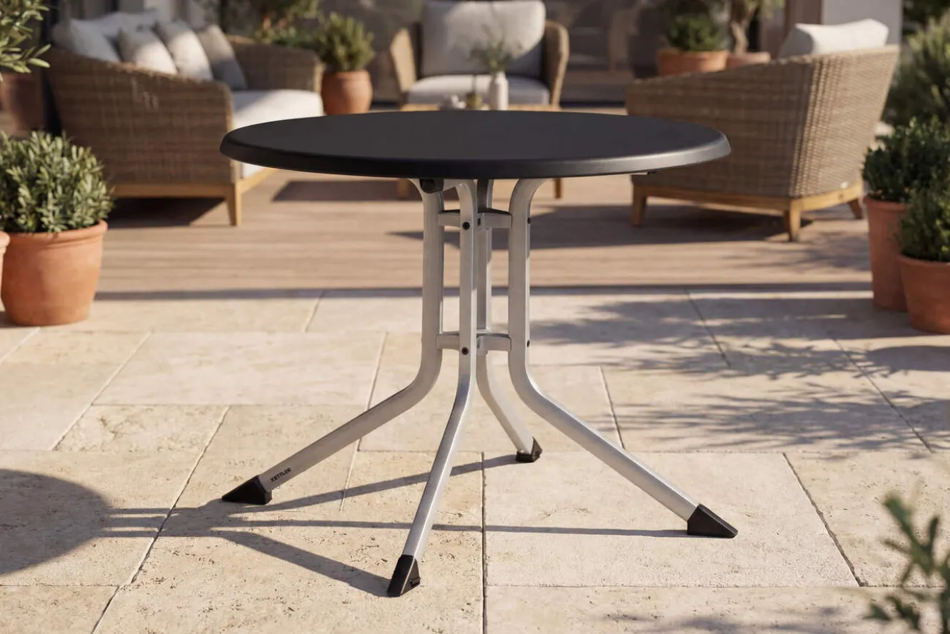 KETTLER BOULEVARD Klapptisch, silber/anthrazit, Aluminium/KETTALUX, Ø 70 cm, klappbar, schmutzabweisend