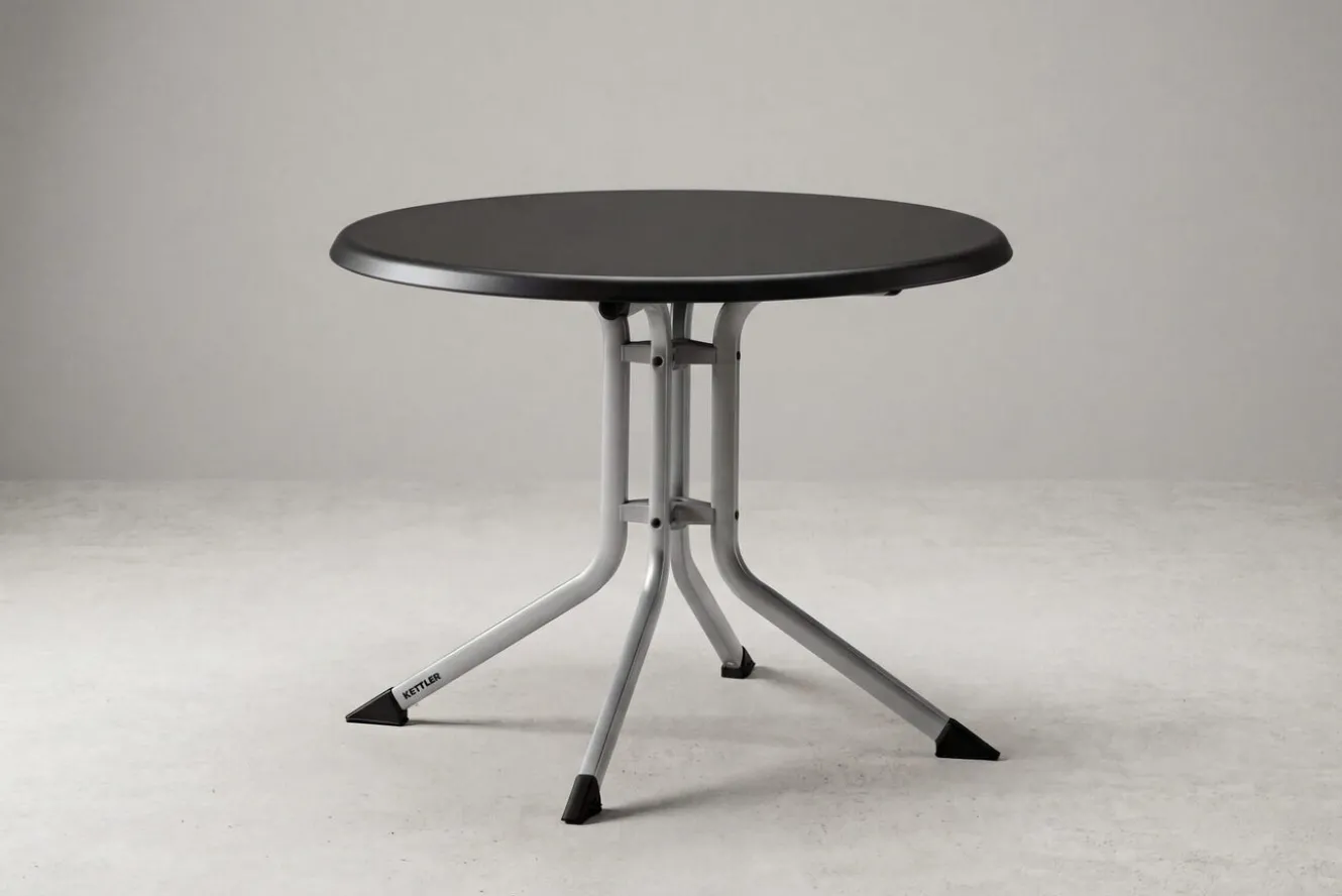 KETTLER BOULEVARD Klapptisch, silber/anthrazit, Aluminium/KETTALUX, Ø 70 cm, klappbar, schmutzabweisend