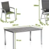 KETTLER Cubic/Basic Plus Garten-Essgruppe, silber/anthrazit, Alu/Textilene, Tisch 160 x 90 cm, 4 Stapelsessel, 2 Klappstühle