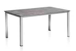 KETTLER Cubic/Basic Plus Garten-Essgruppe, silber/anthrazit, Alu/Textilene, Tisch 160x90 cm, 4 Stapelsessel