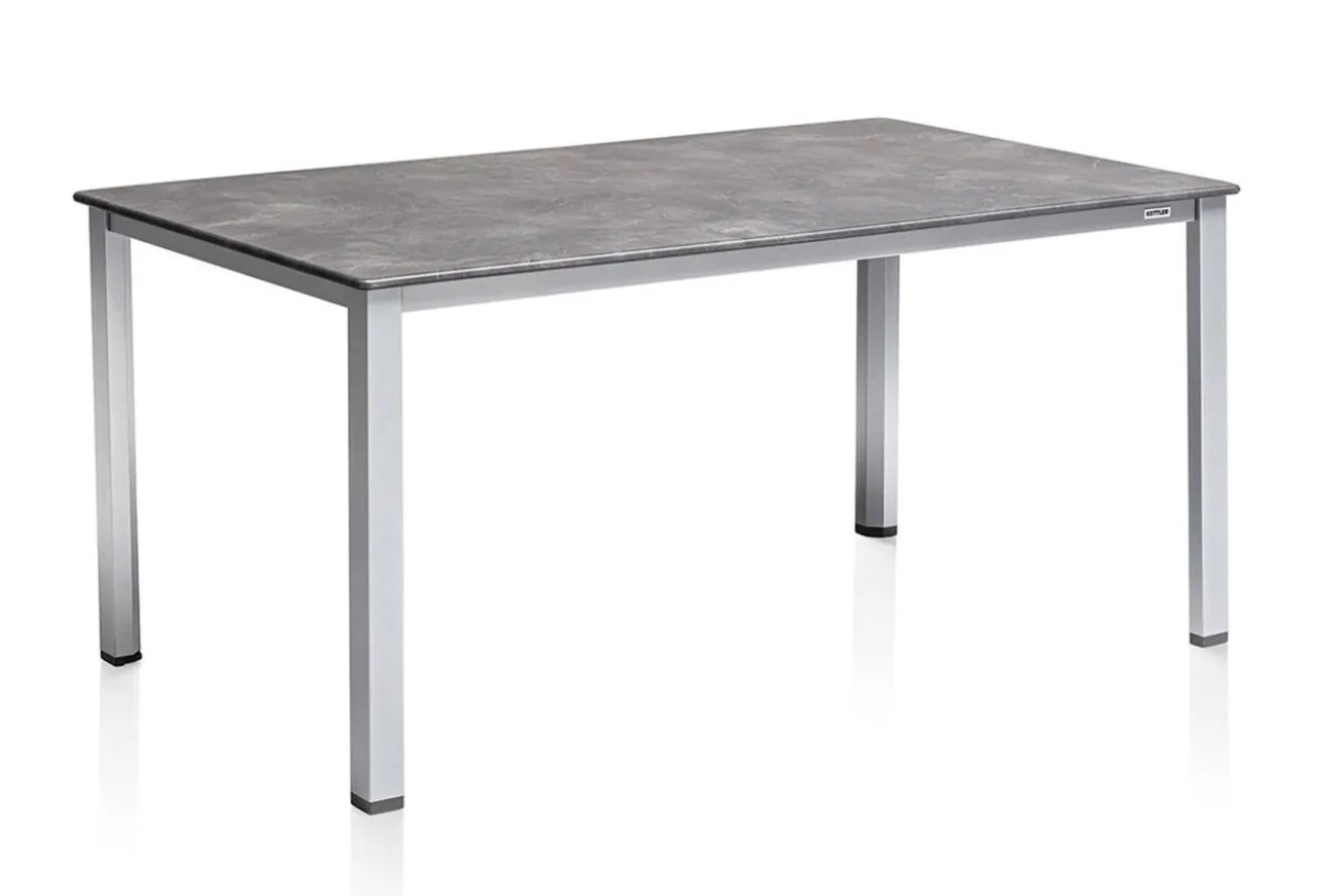 KETTLER Cubic/Basic Plus Garten-Essgruppe, silber/anthrazit, Alu/Textilene, Tisch 160x90 cm, 4 Stapelsessel