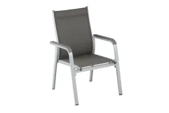 KETTLER Cubic/Basic Plus Garten-Essgruppe, silber/anthrazit, Alu/Textilene, Tisch 160x90 cm, 4 Stapelsessel