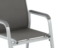 KETTLER Cubic/Basic Plus Garten-Essgruppe, silber/anthrazit, Alu/Textilene, Tisch 160x90 cm, 4 Stapelsessel