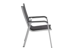 KETTLER Cubic/ Basic Plus Padded Garten-Essgruppe, silber/anthrazit, Alu/Textilene, Tisch 160x90 cm, 4 Stapelsessel, 2 Klappstühle, gepolstert
