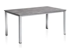 KETTLER Cubic/ Basic Plus Padded Garten-Essgruppe, silber/anthrazit, Alu/Textilene, Tisch 160x90 cm, 4 Stapelsessel