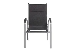 KETTLER Cubic/ Basic Plus Padded Garten-Essgruppe, silber/anthrazit, Alu/Textilene, Tisch 160x90 cm, 6 Stapelsessel