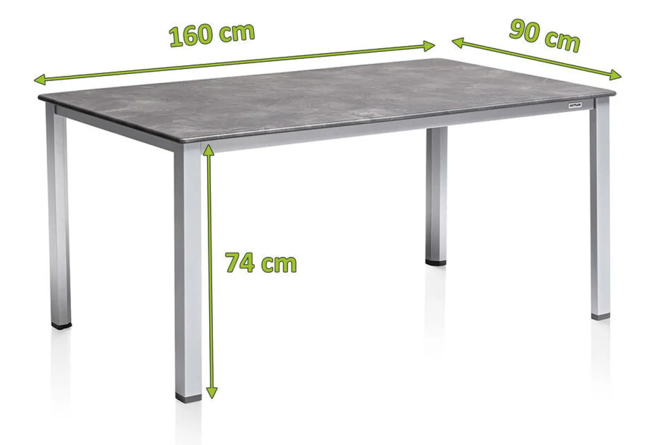 KETTLER Cubic Esstisch, silber/anthrazit, Aluminium, 160x90 cm, 0301821-0100