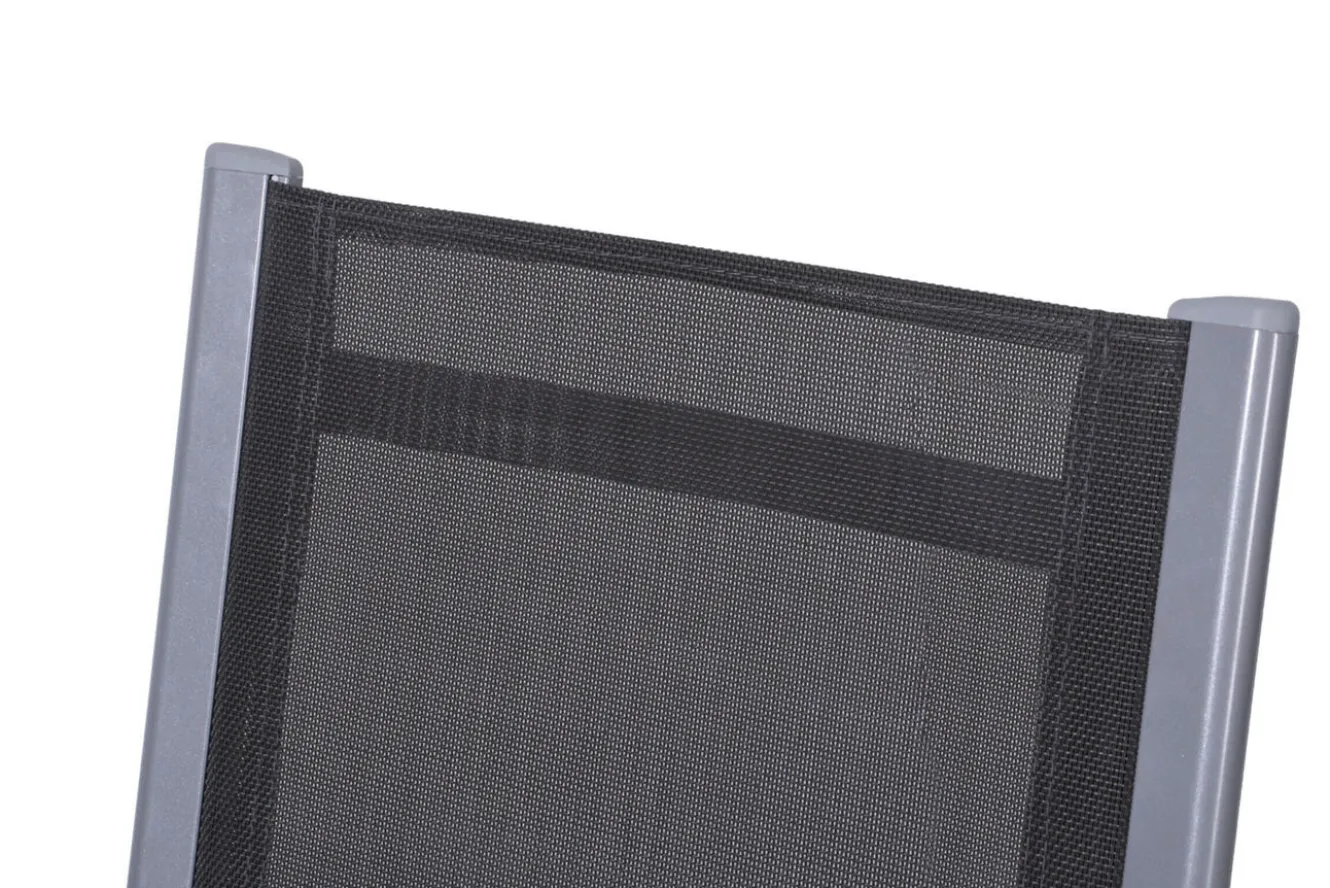 KETTLER Cubic Garten-Essgruppe, silber/anthrazit/grau, Alu/Textilene, Tisch 160x90 cm, 4 Stapelsessel
