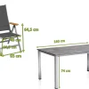 KETTLER Cubic Garten-Essgruppe, silber/anthrazit, Alu, Tisch 160x90, 4 Klappstühle