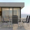 KETTLER Cubic Garten-Essgruppe, silber/anthrazit/grau, Alu/Textilene, Tisch 160x90 cm, 6 Stapelsessel