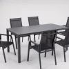Kettler Esstischgruppe, anthrazit/anthrazit, Kettalux-Plus Dining-Tisch 160x95cm, 6 Stapelsessel BasicPlus