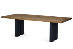KETTLER Garten-Essgruppe, anthrazit/natur, Alu/Teak, Tisch ca. 220 x 100 cm, wetterfest, pflegeleicht, robust, 6 Klappstühle