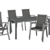 Kettler Garten-Essgruppe, anthrazit, Kettalux-Plus Tisch 160x95cm, 4 Stapel-, 2 Klappstühle Altura