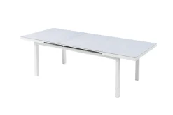 KETTLER Garten-Essgruppe, hellgrau/weiß, Aluminium/Outdoorgewebe, Ausziehbar 180/240 x 100 cm, 8 Klappstühle
