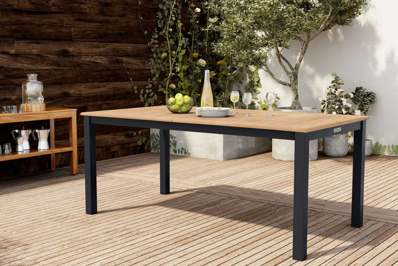 KETTLER Garten-Essgruppe mit 8 Sesseln, anthrazit/natur, Alu/Textilene, ausziehbar & klappbar, UV-Beständig, witterungsbeständig