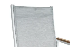 KETTLER Garten-Essgruppe mit 6 Stapelstühlen, weiß/hellgrau, Alu/Textilene, Ausziehtisch mit Glasplatte 180/240 x 100 cm