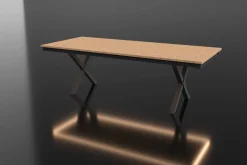 KETTLER Garten-Essgruppe mit LED-Beleuchtung, anthrazit/natur, Aluminium/Holzimitat/Textilene, 240 x 100 cm Tisch, 4 Klappstühle